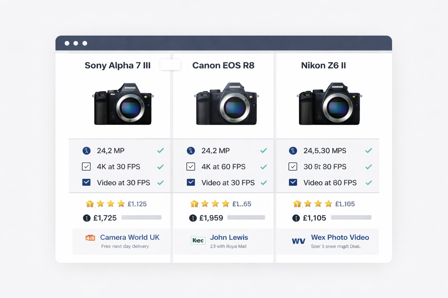 Product comparison example